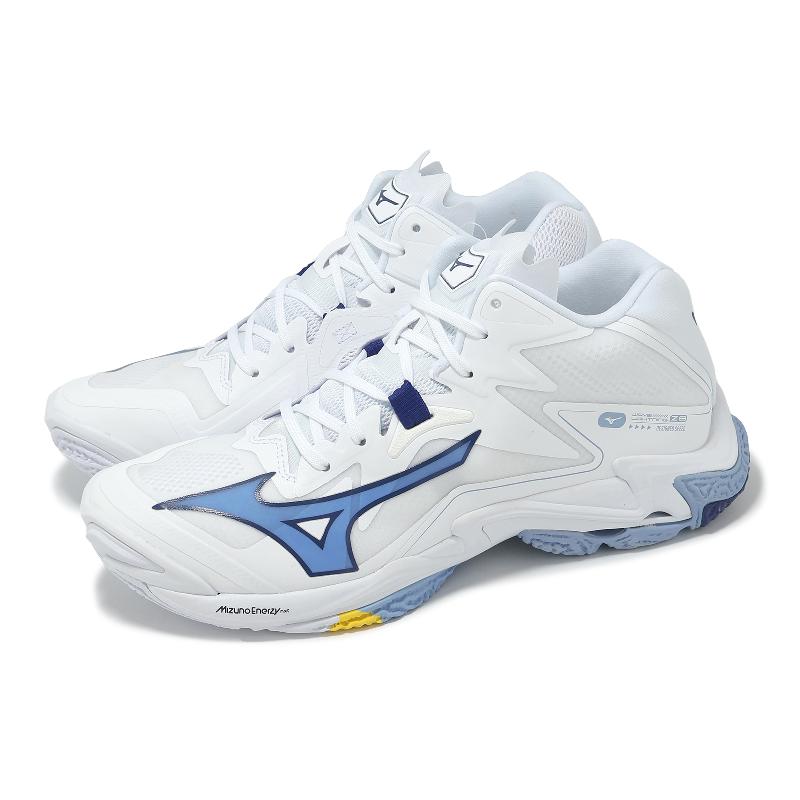 MIZUNO 美津濃排球鞋Wave Lightning Z8 Mid 男鞋白藍中筒輕量