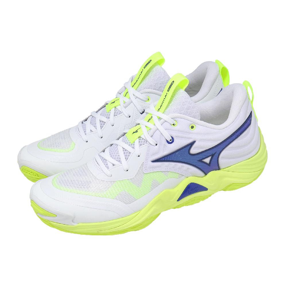 MIZUNO 美津濃 排球鞋 Wave Momentum Elite 男鞋 白 藍 緩震 運動鞋 V1GA2512-39