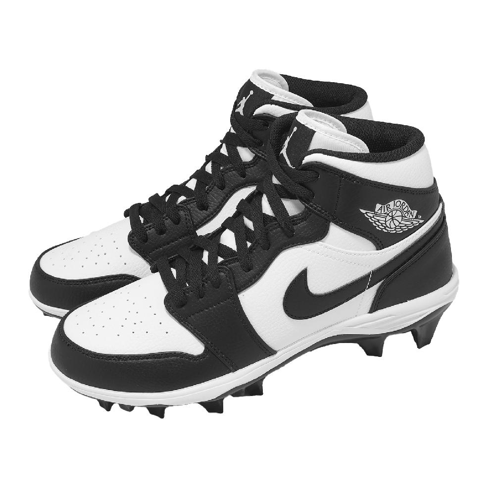 NIKE 耐吉 足球釘鞋 Jordan 1 Mid TD 男鞋 黑 白 皮革 喬丹 高筒 FJ6805-100
