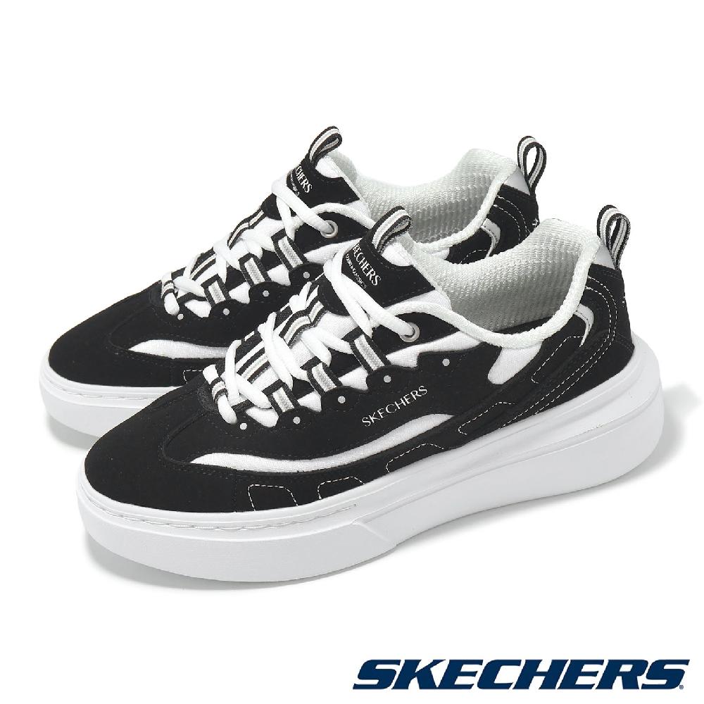 SKECHERS 斯凱奇 休閒鞋 Cordova Classic-Solid Score 女鞋 黑 白 拼接 緩衝 板鞋 185069BKW