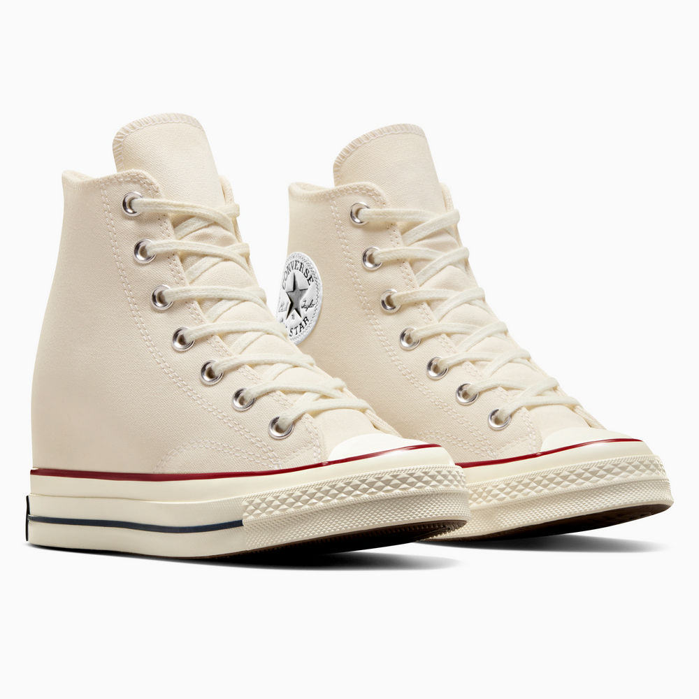 CONVERSE 匡威 CHUCK 70 WEDGE HI 高筒 休閒鞋 女鞋 內增高鞋 米白-A12562C