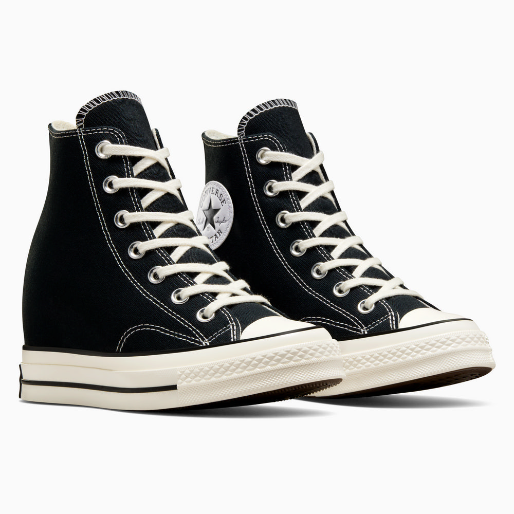 CONVERSE 匡威 CHUCK 70 WEDGE HI 高筒 休閒鞋 女鞋 內增高鞋 黑色-A12563C