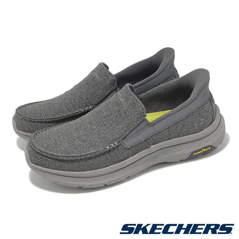 SKECHERS 斯凱奇 休閒鞋 Pollard-Wilfred Slip-Ins 男鞋 灰 懶人鞋 馬克縫 帆船鞋 205451GRY