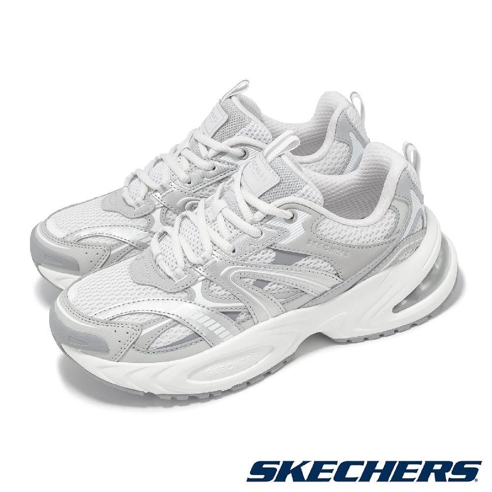 SKECHERS 斯凱奇 休閒鞋 Uno Ryze-Scale UP 女鞋 銀 白 老爹鞋 復古 氣墊 舒華代言款 177606LTGY