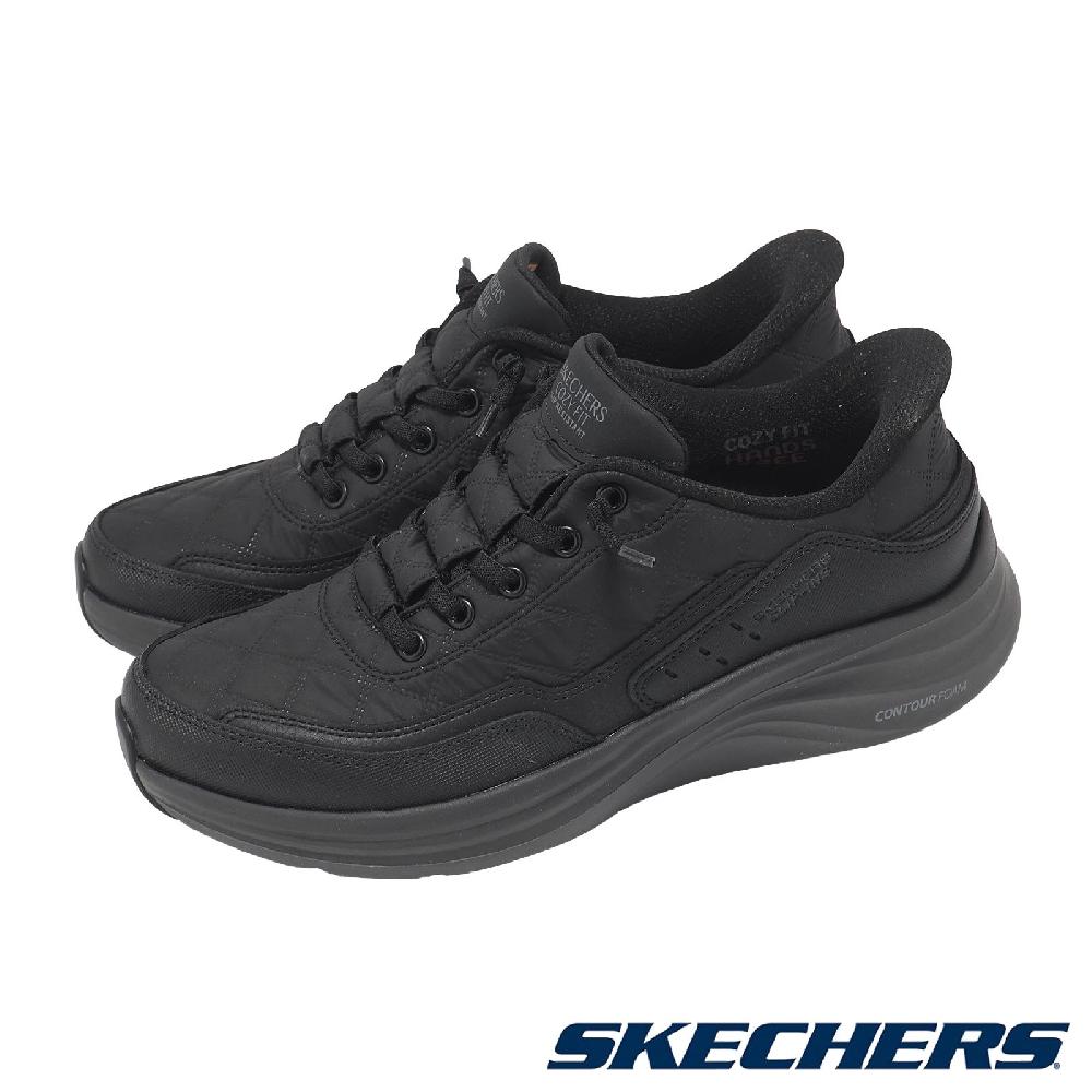 SKECHERS 斯凱奇 工作鞋 Contour Foam SR Slip Ins 女鞋 黑 緩衝 彈性鬆緊鞋帶 休閒鞋 108320BLK