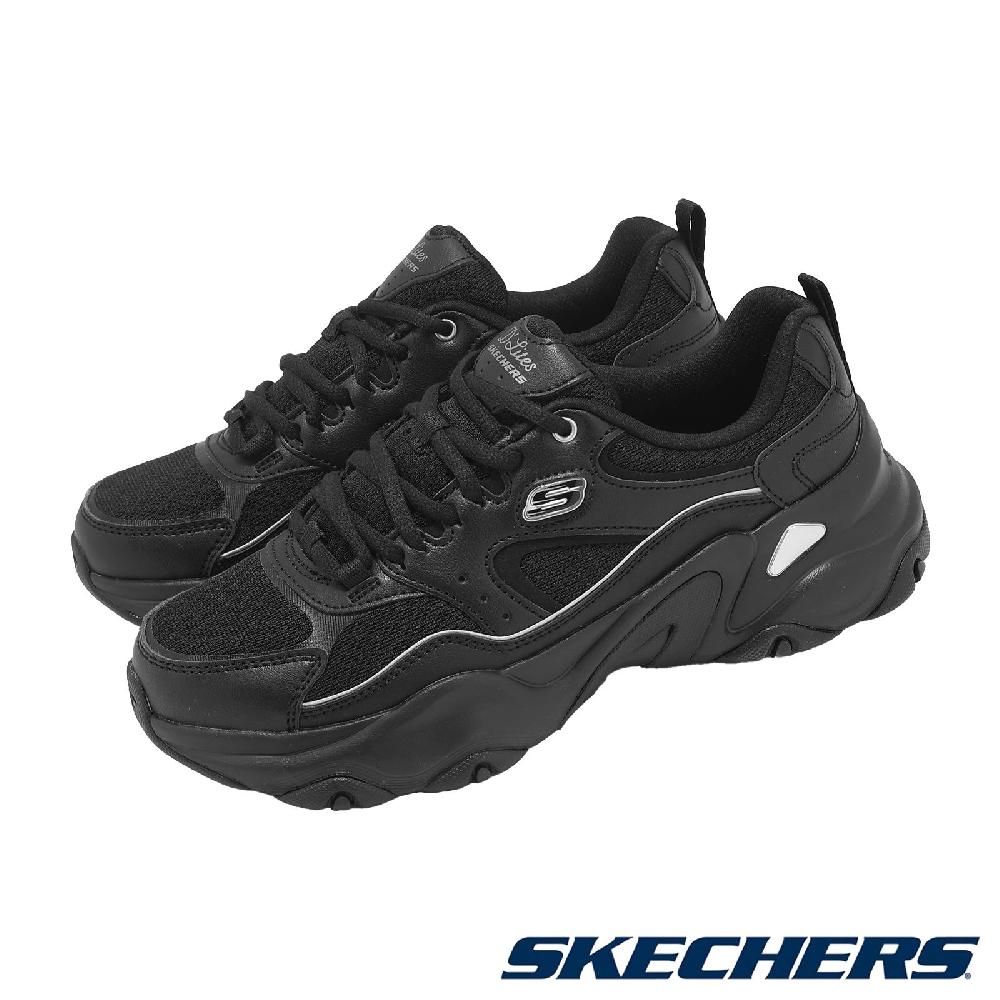SKECHERS 斯凱奇 休閒鞋 D Lites 5.0 女鞋 黑 銀 緩衝 拼接 老爹鞋 150521BBK