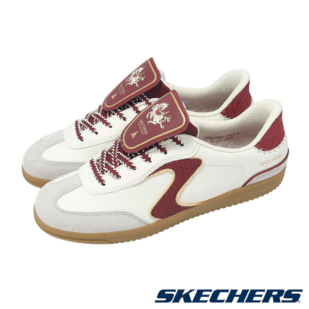 SKECHERS 斯凱奇 休閒鞋 Hotshot Slip-Ins 寬楦 女鞋 白 紅 膠底 緩衝 舒華代言款 馬年 800034WOFWT