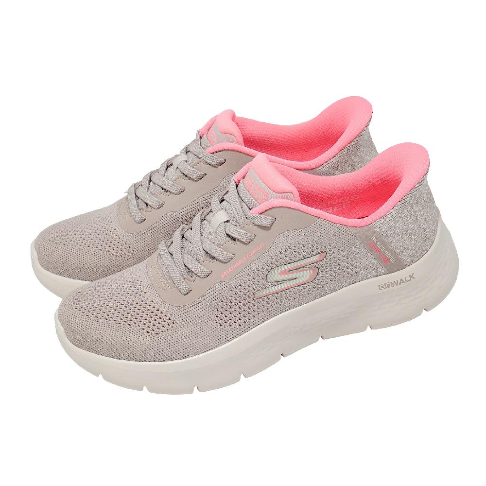 SKECHERS 斯凱奇 健走鞋 Go Walk Flex Slip-Ins 女鞋 米白 粉 瞬穿科技 休閒鞋 針織鞋面 125503TPPK
