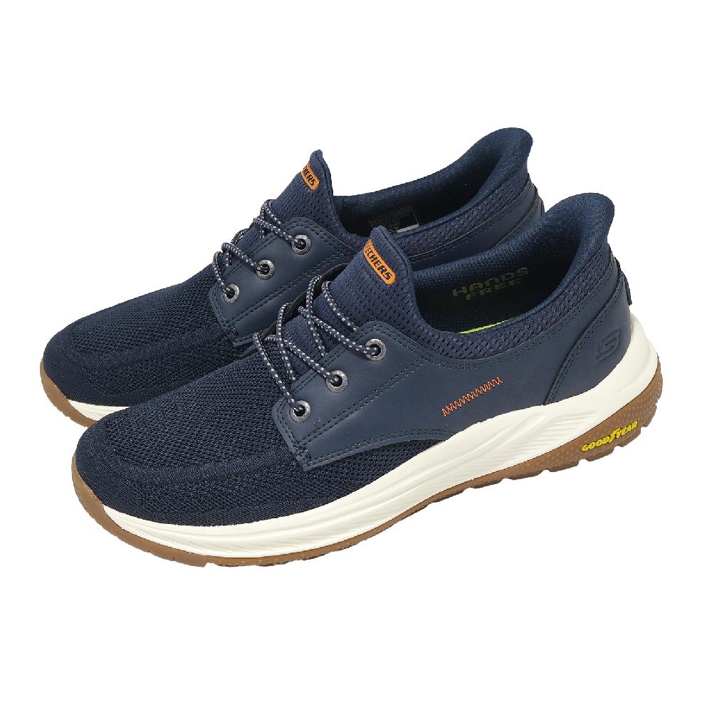SKECHERS 斯凱奇 休閒鞋 Meroe Slip-Ins 男鞋 藍 白 膠底 懶人鞋 馬克縫帆船鞋 205467NVY