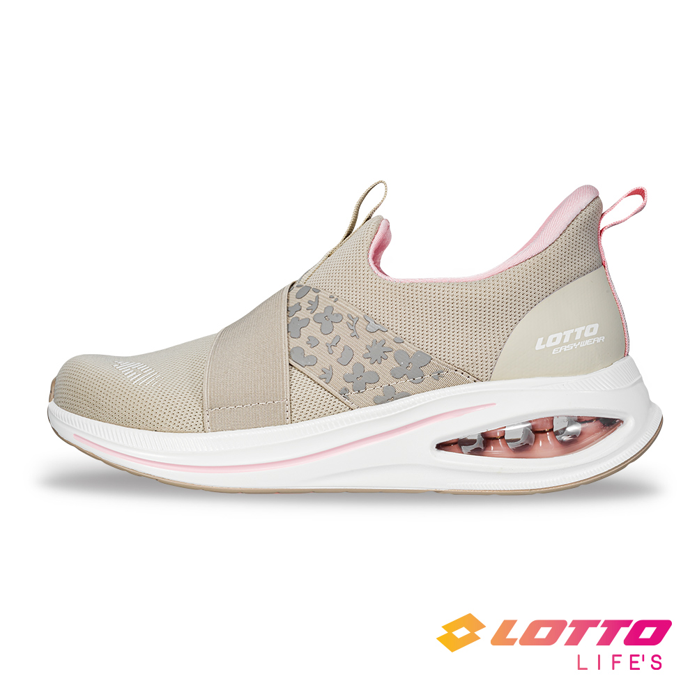 LOTTO 樂得 【LOTTO 義大利】女 易即穿氣墊健走鞋 (奶茶)