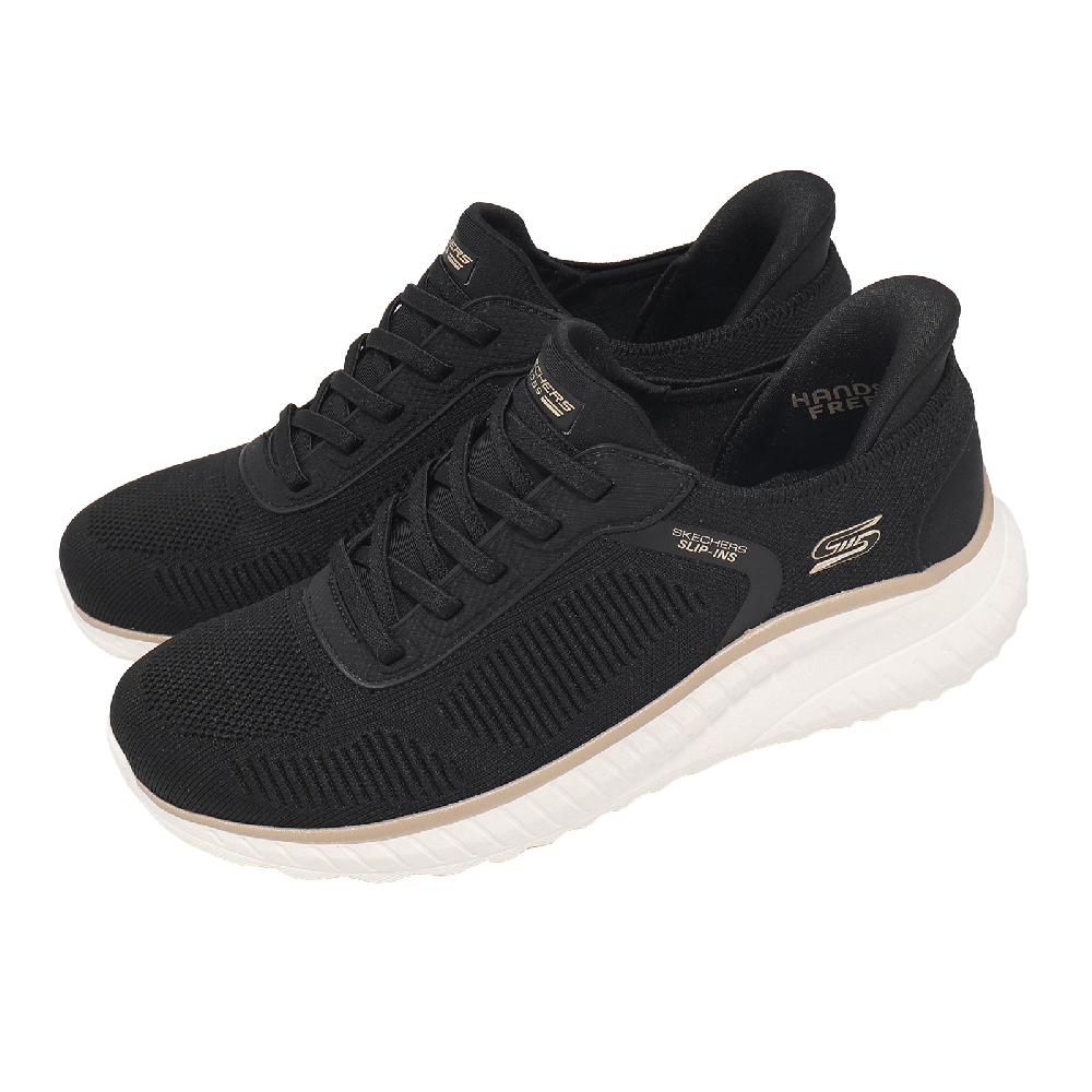 SKECHERS 斯凱奇 休閒鞋 Bobs Squad Chaos Slip-Ins 女鞋 寬楦 黑金 117497WBKGD