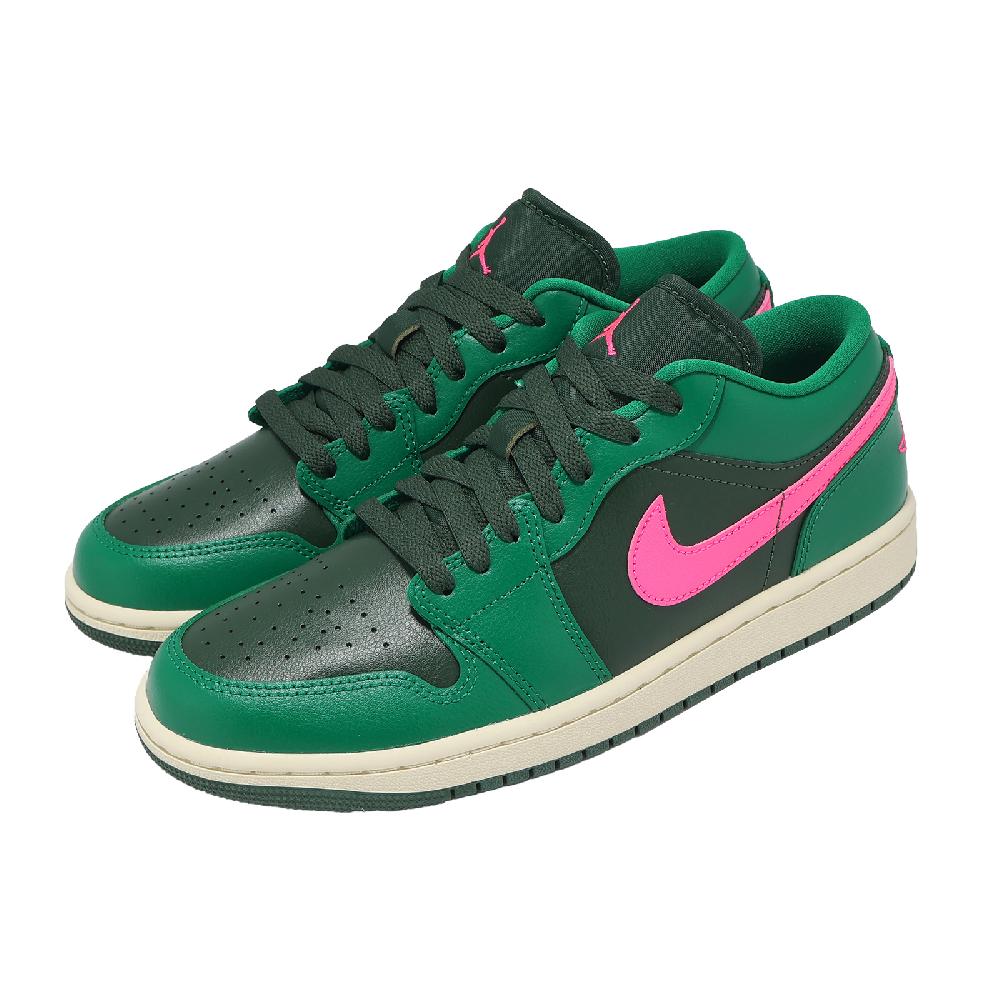 NIKE 耐吉 休閒鞋 Wmns Air Jordan 1 Low 女鞋 綠 黑 螢光粉 AJ1 喬丹