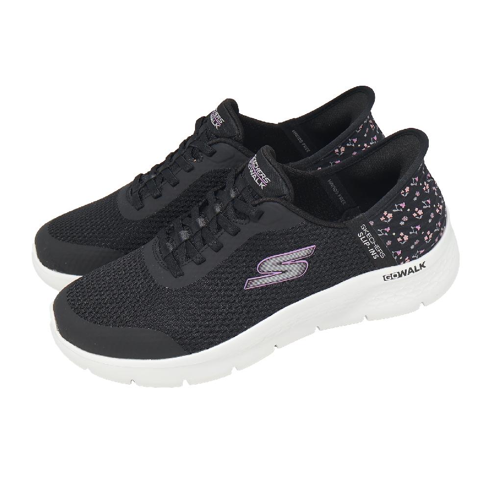 SKECHERS 斯凱奇 健走鞋 Go Walk Flex Slip-Ins 寬楦 女鞋 黑 白 緩衝 125525WBLK