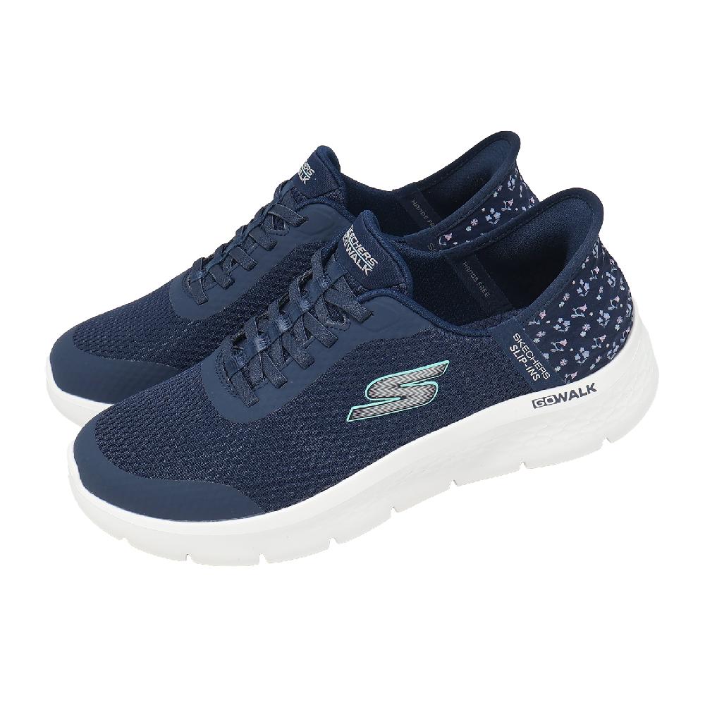 SKECHERS 斯凱奇 健走鞋 Go Walk Flex Slip-Ins 寬楦 女鞋 藍 白 緩衝 125525WNVY