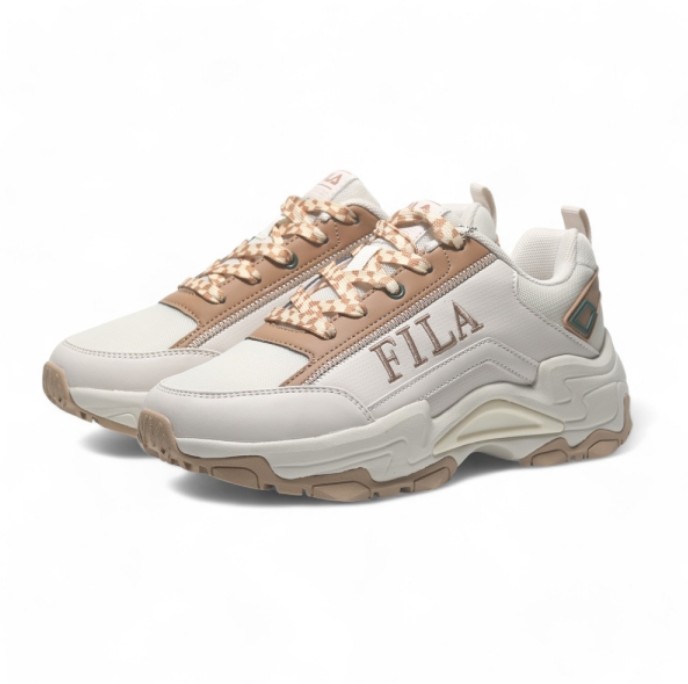 Fila FILA 休閒鞋 ACADEMIC 米白棕 皮革 復古 老爹鞋 女 5J939Y177