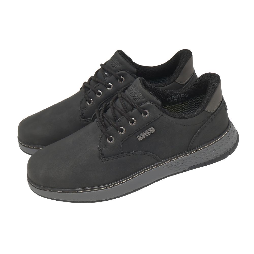 SKECHERS 斯凱奇 休閒鞋 Garlan Slip-Ins 男鞋 黑 皮革 防潑水 205649BLK