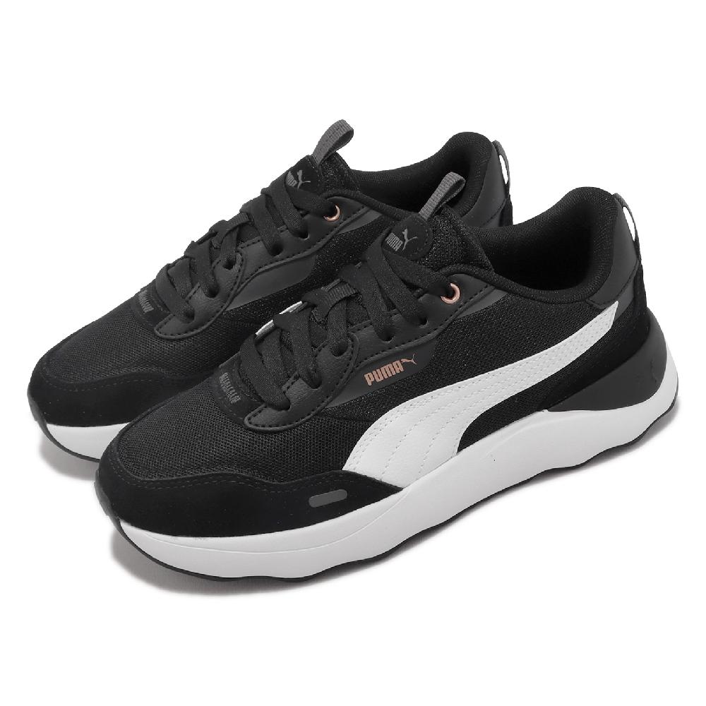 PUMA 彪馬 休閒鞋 Runtamed Platform 女鞋 黑 白 麂皮 皮革 復古 微厚底 波浪型大底 392324-02(其他規格)
