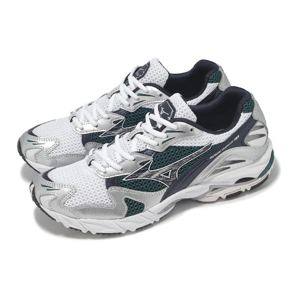 MIZUNO 美津濃 休閒鞋 Wave Rider 10 男鞋 白 綠 波浪片 復古跑鞋 D1GA2104-15