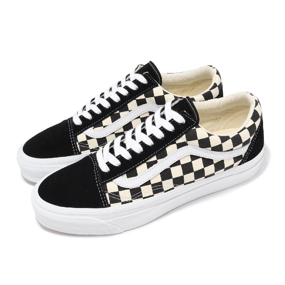 VANS 休閒鞋 Old Skool 36 男鞋 米白 黑 棋盤格 麂皮 低筒 板鞋 情侶鞋 VN000CQD2BO