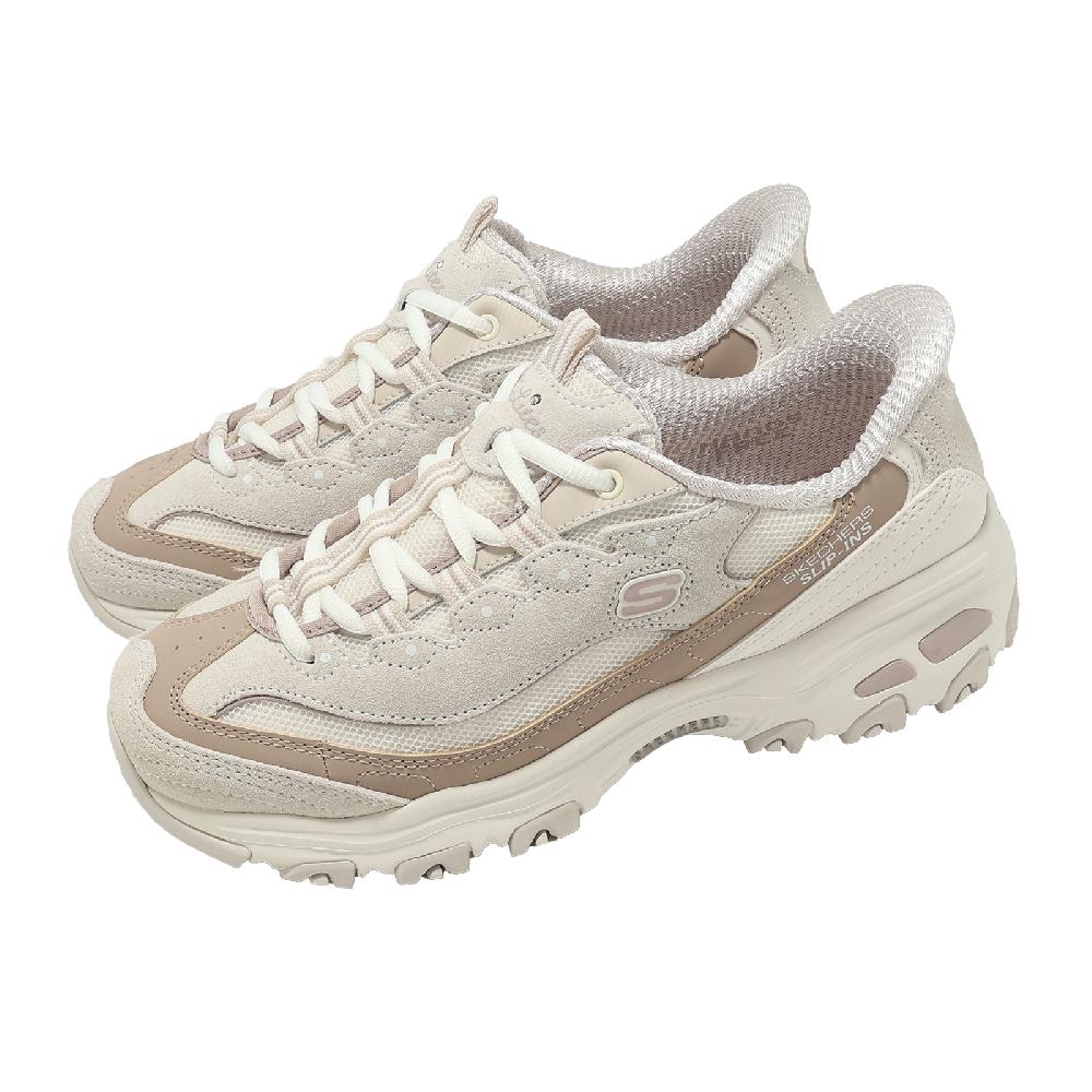 SKECHERS 斯凱奇 休閒鞋 D Lites Slip-Ins 女鞋 米白 緩衝 拼接 老爹鞋 150723NAT
