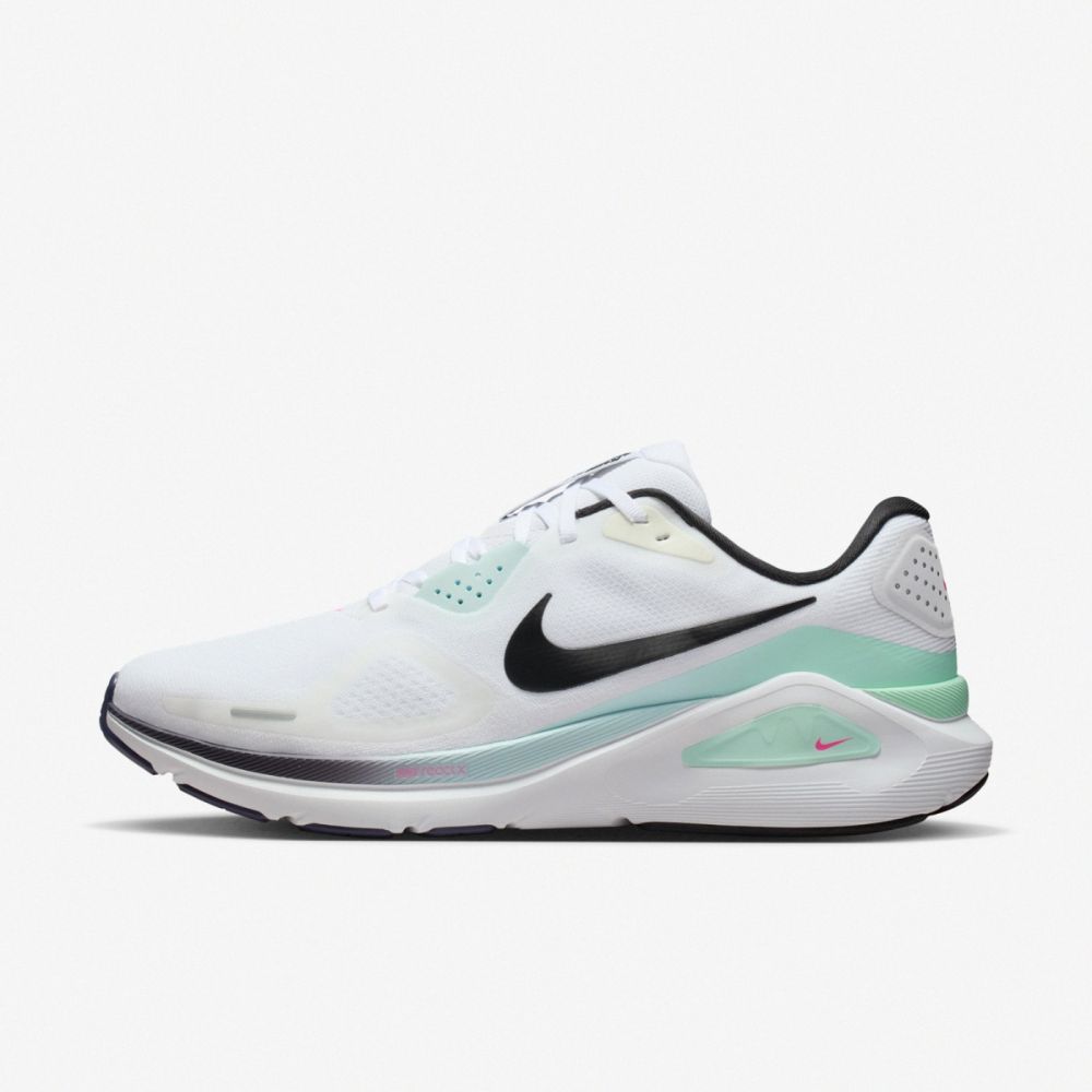 NIKE 耐吉 NIKE 慢跑鞋 AIR ZOOM STRUCTURE 26 白黑綠 運動鞋 男 IM6675-101
