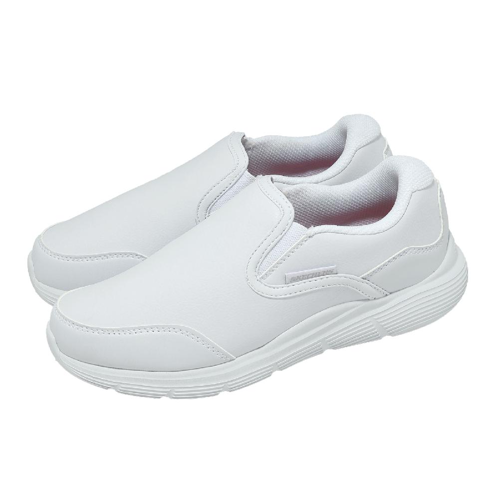 SKECHERS 斯凱奇 工作鞋 Corart 女鞋 白 皮革 無鞋帶 休閒鞋 108274WHT