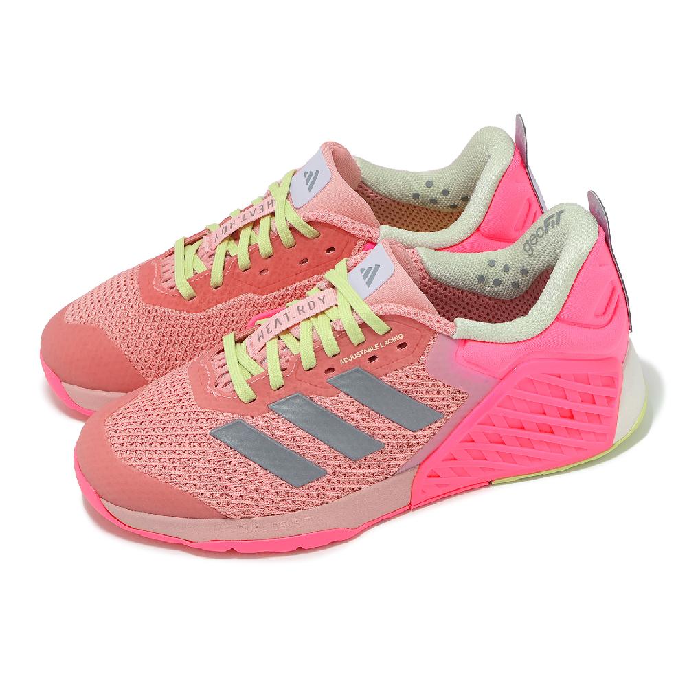 訓練鞋 Dropset 3 Trainer W 女鞋 螢光粉 綠 運動鞋 緩震 穩定 健身 愛迪達 JI2075