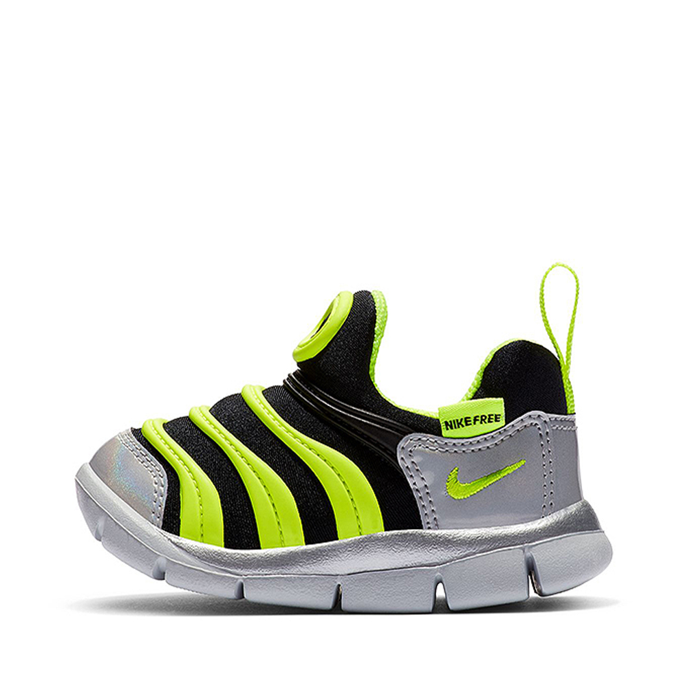 NIKE 耐吉 DYNAMO FREE Y2K TD 童鞋 嬰幼 小童 休閒鞋 毛毛蟲鞋 螢光黃 銀黑-CI1186081