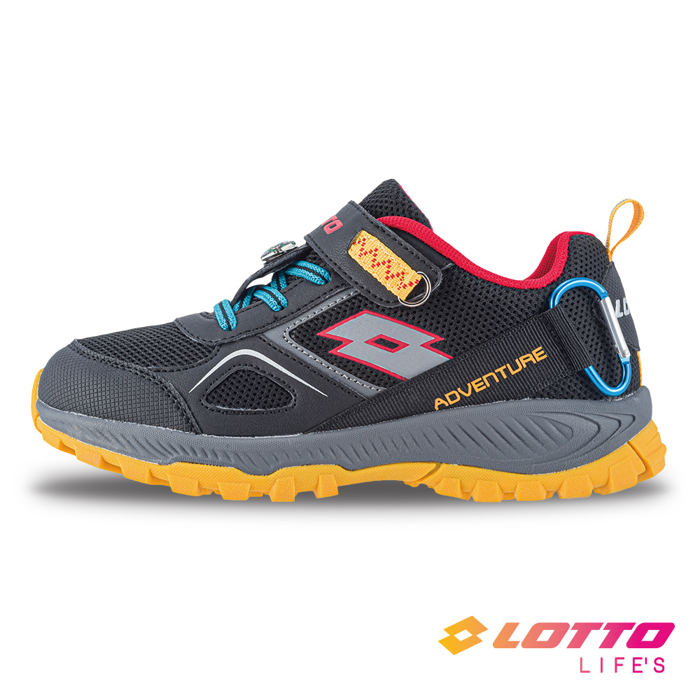 LOTTO 樂得 COMPASS 防潑水越野跑鞋 跑步鞋 中大童 黑色-LT3AKR8740