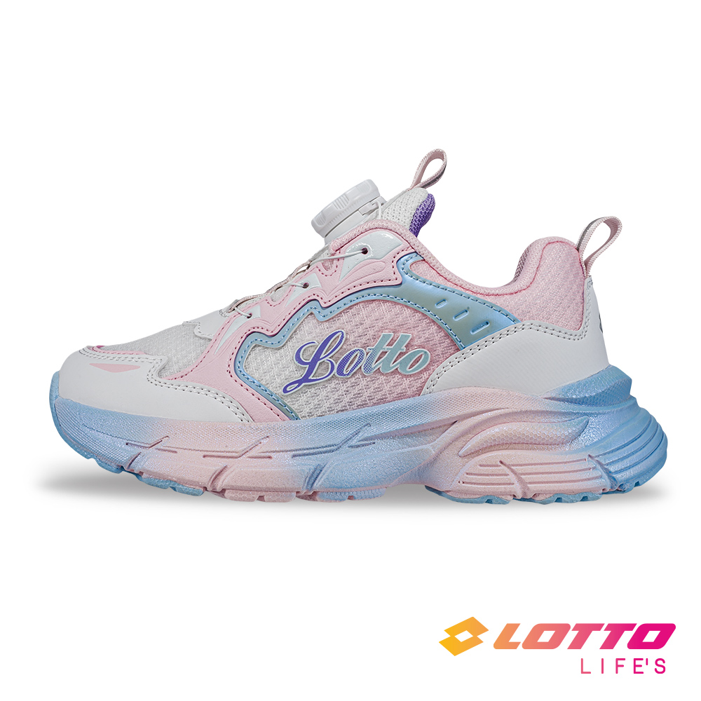 LOTTO 樂得 【LOTTO 義大利】童鞋 星光轉扣輕量跑鞋(白/珠光粉/藍)