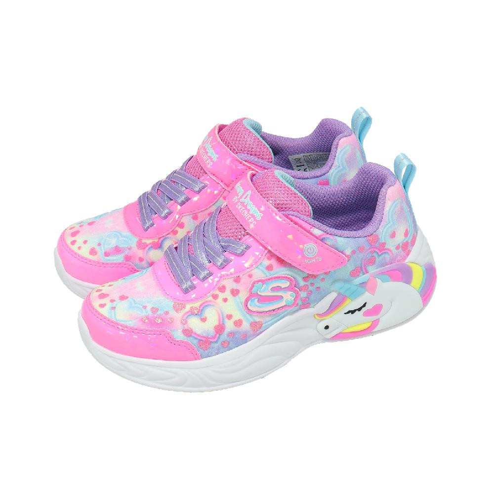 SKECHERS 斯凱奇 休閒鞋 S Lights Unicorn Dreams 中大童 燈鞋 粉紅 獨角獸 303063LPKMT