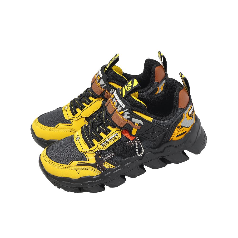 SKECHERS 斯凱奇 休閒鞋 Mega-Flex Lite 中大童 黑 黃 魔鬼氈 工具箱主題 402130LYLBK