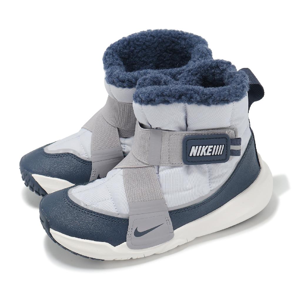NIKE 耐吉 休閒鞋 Flex Advance Boot PS 中童 藍 白 保暖 羊羔毛 小朋友 魔鬼氈 童鞋 DD0304-002
