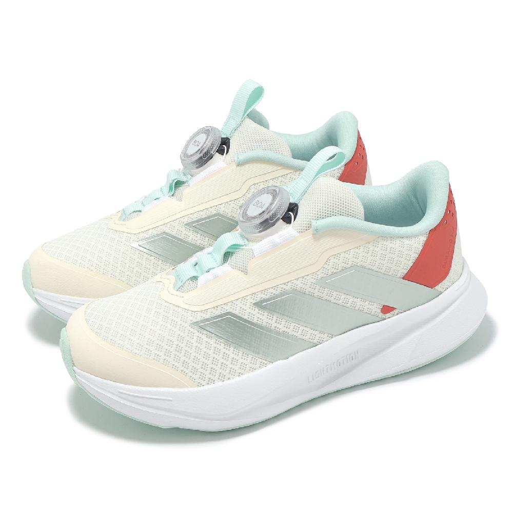 adidas 愛迪達 慢跑鞋 Duramo SL2 BOA K 中童 童鞋 旋鈕 米白 綠 運動鞋 JS2808