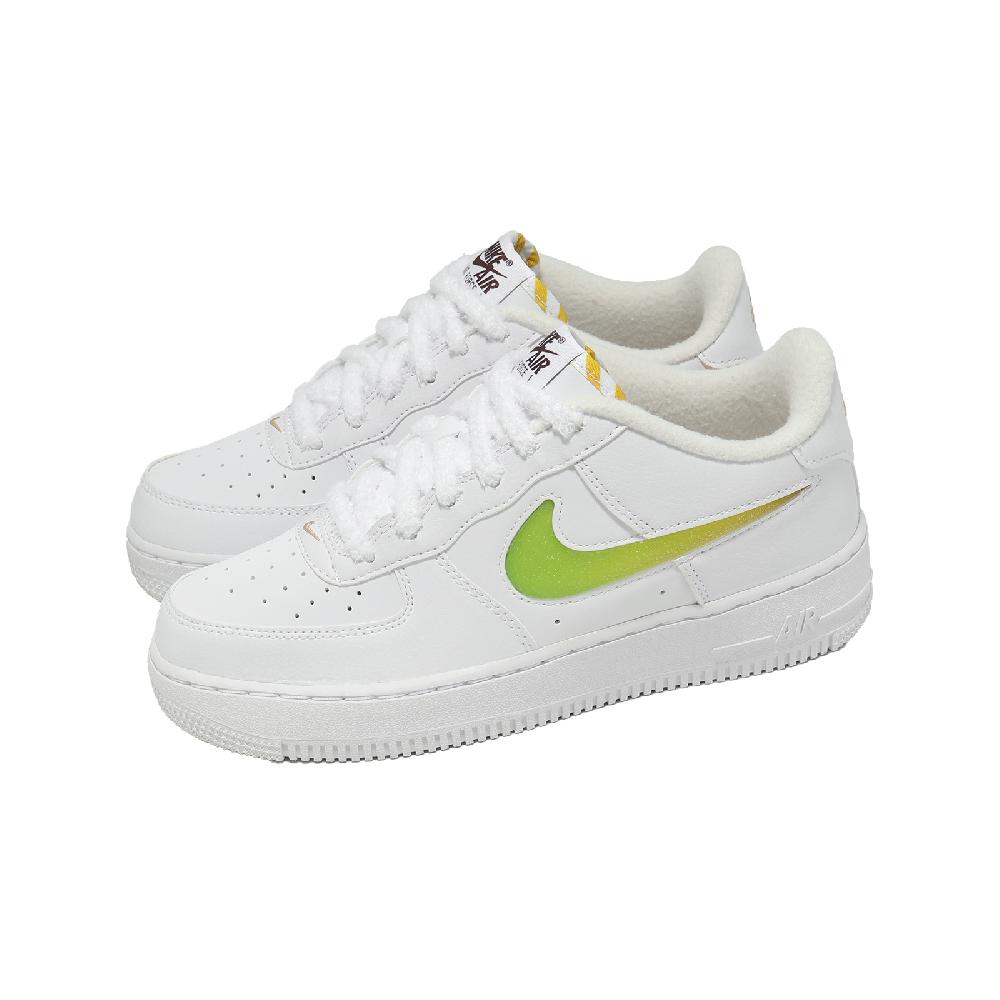 NIKE 耐吉 休閒鞋 Air Force 1 JES BG 大童 女鞋 白 毛絨粗鞋帶 果凍勾 IZ6188191