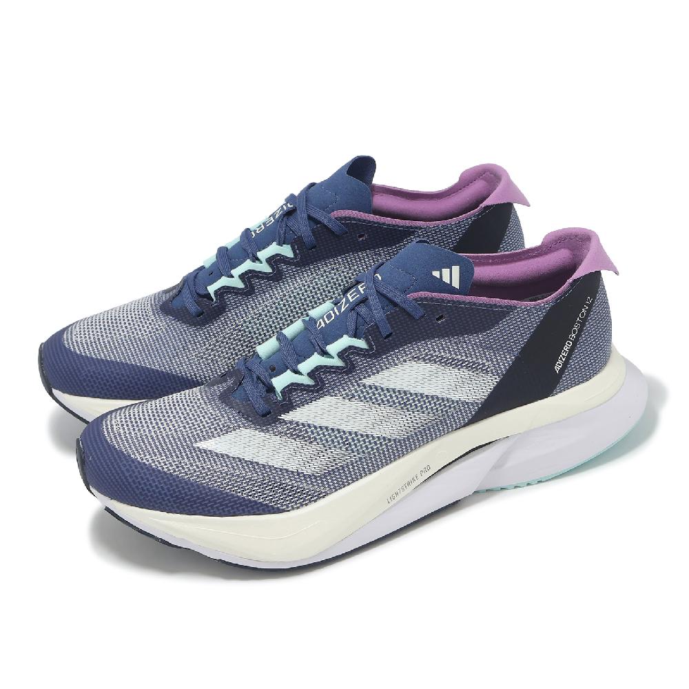 慢跑鞋 Adizero Boston 12 女鞋 藍紫 輕量 緩衝 長距離 碳纖維 運動鞋 IF9219