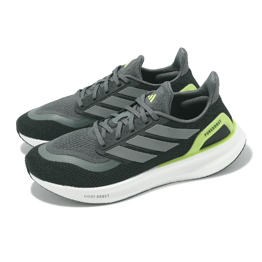 慢跑鞋 Pureboost 5 男鞋 黑 灰 綠 透氣 緩衝 回彈 運動鞋 JH6445