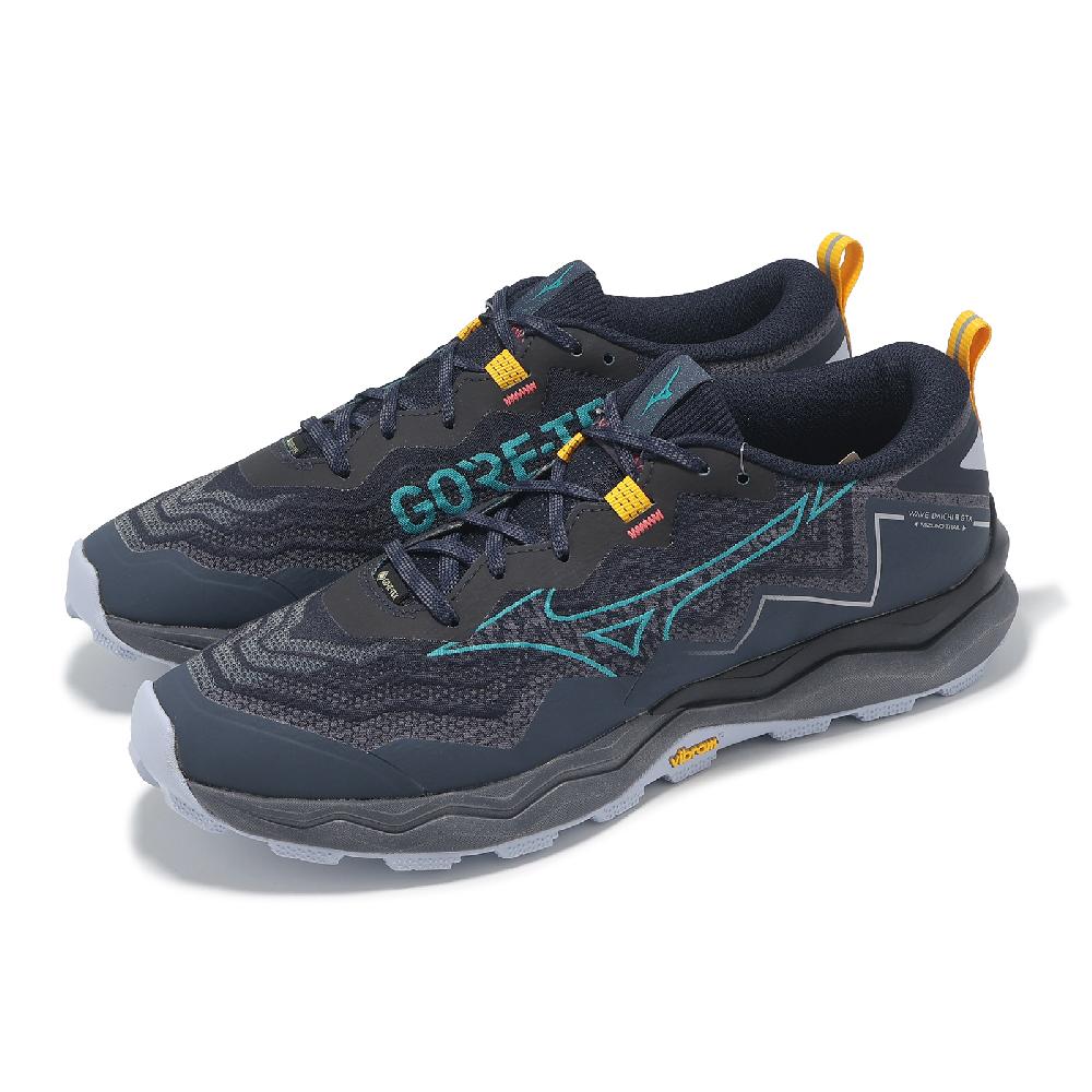 MIZUNO 美津濃越野跑鞋Wave Daichi 9 GTX 男鞋藍黃防水緩衝黃金大底