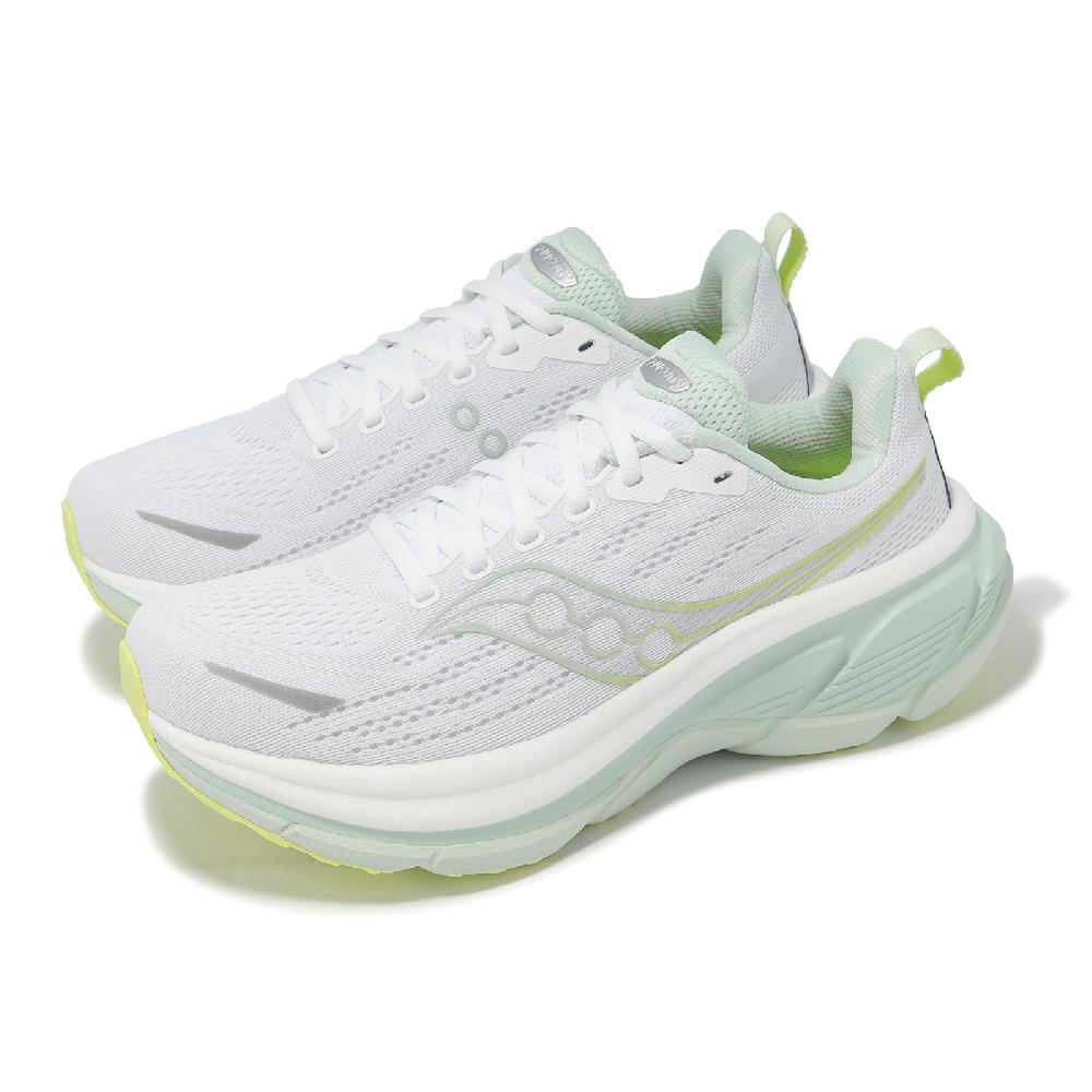 SAUCONY 索康尼 慢跑鞋 Hurricane 25 女鞋 灰 綠 厚底 緩衝 運動鞋 索康尼 S11026241