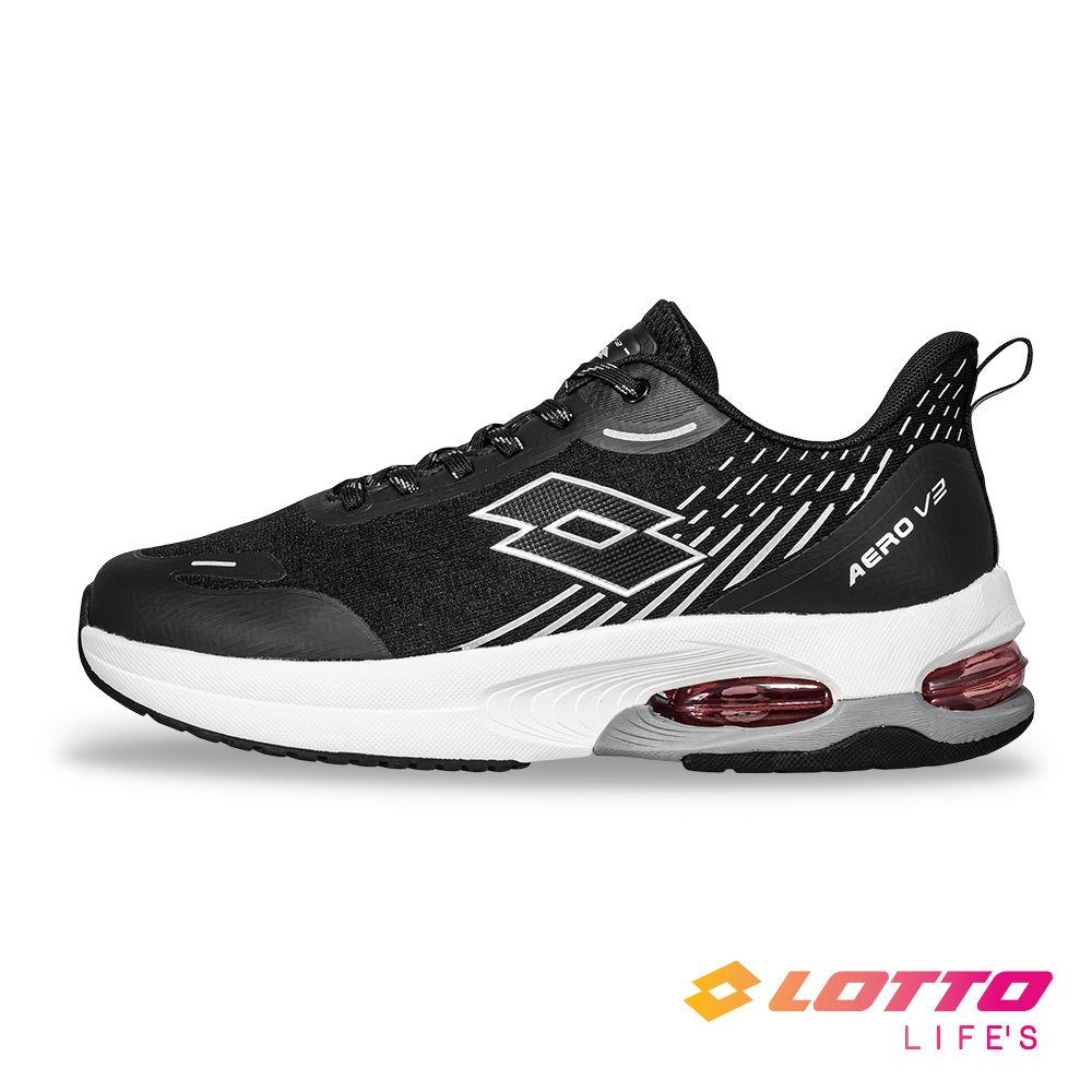 LOTTO 樂得 【LOTTO 義大利】男 寬楦 AERO V2 氣動避震跑鞋(曜石黑/白)