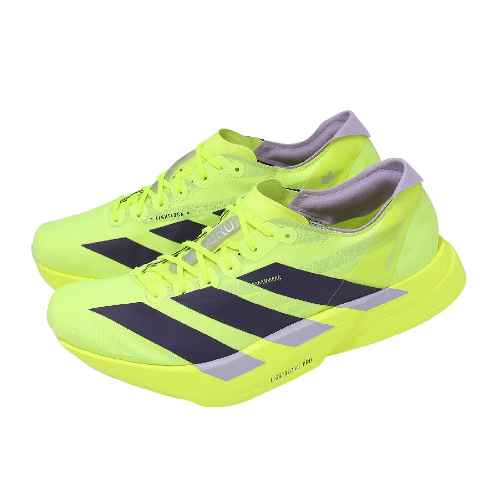 adidas 愛迪達 競速跑鞋 Adizero Adios Pro 4 M 男鞋 螢光黃 紫 緩震 運動鞋 愛迪達 JP6623