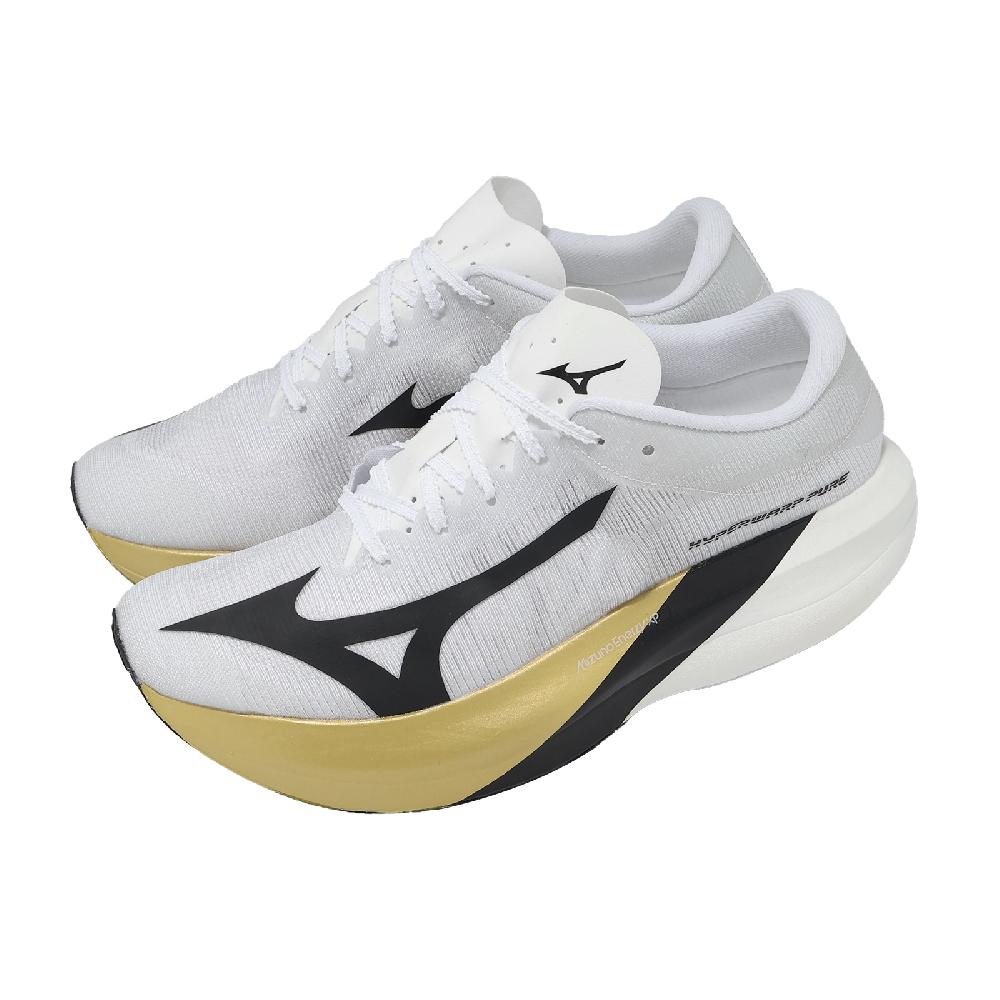 MIZUNO 美津濃 競速跑鞋 Hyperwarp Pure 男鞋 白黑金 碳板 ORIGAMI J1GC2675-01