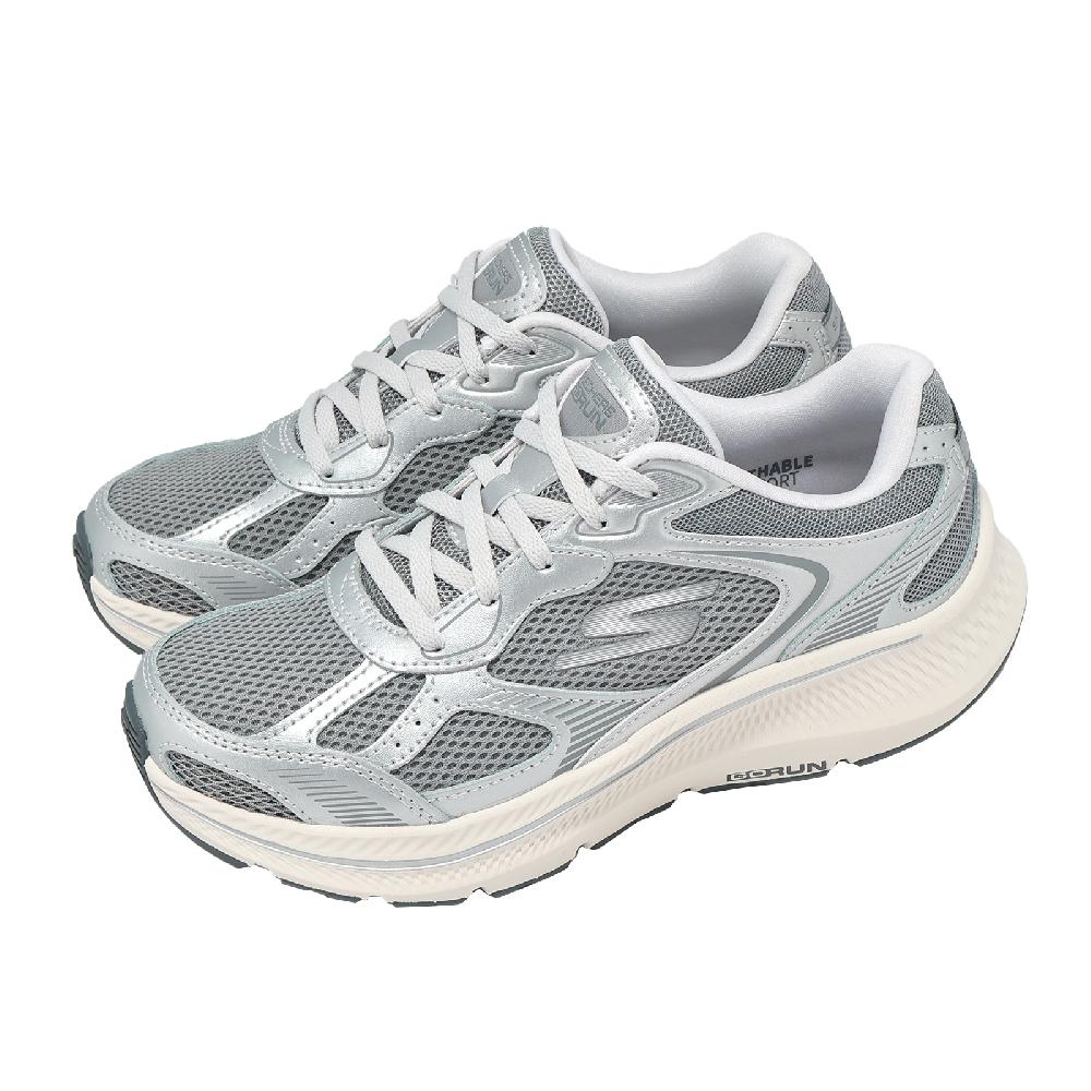 SKECHERS 斯凱奇 慢跑鞋 Go Run Consistent 2.0 寬楦 女鞋 灰 銀 厚底 128633WGYSL