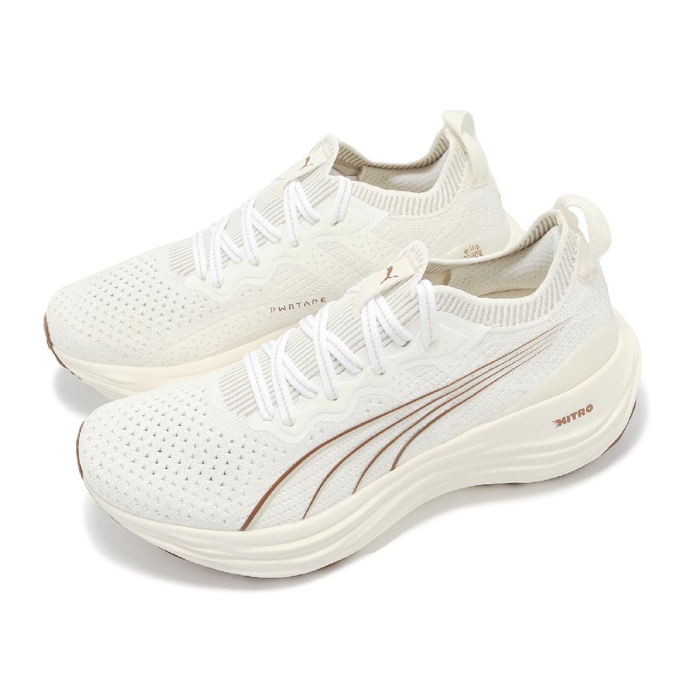 PUMA 彪馬 慢跑鞋 ForeverRun Nitro Knit Wns 女鞋 米白 棕 針織 氮氣中底 運動鞋 379140-08