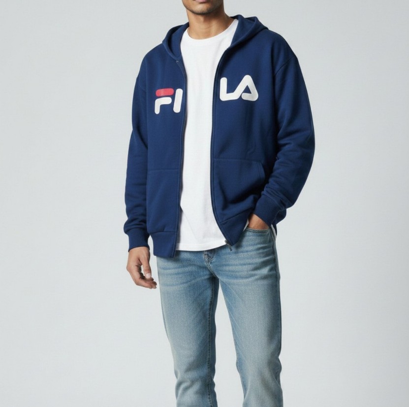 Fila FILA 外套 深藍 經典LOGO 基本款 連帽外套 男 1JKW7047BU
