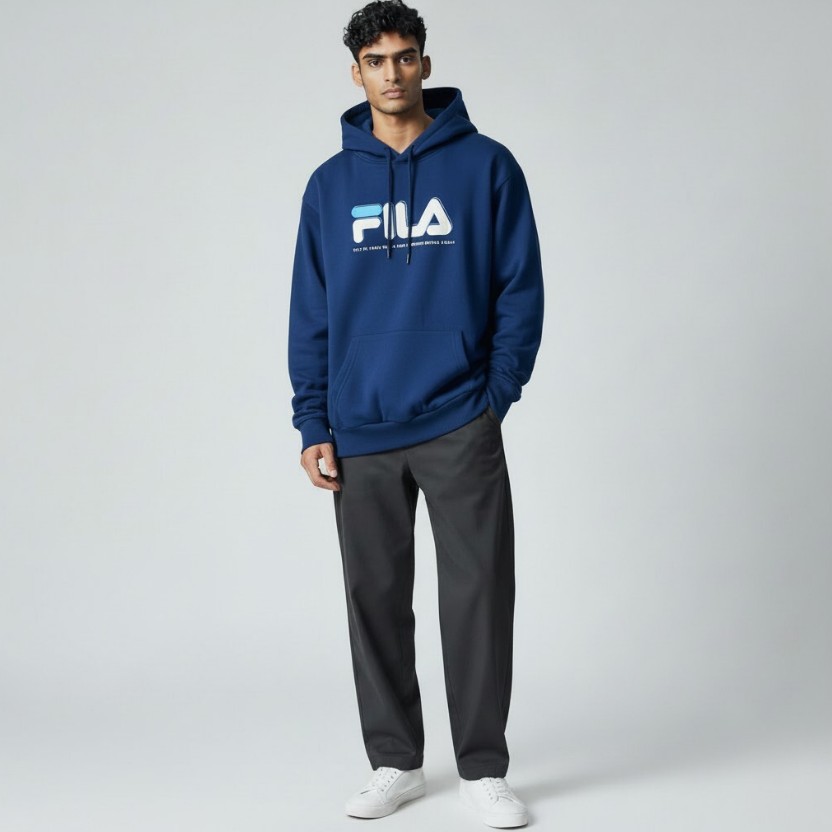 Fila FILA 帽T 深藍 LOGO 長袖 連帽 上衣 男 1TEW7008AB