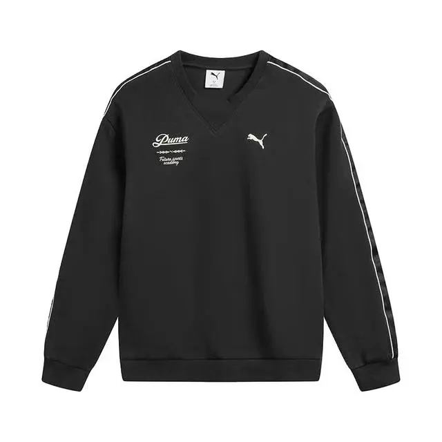 PUMA 彪馬 PUMA 大學T 流行系列 RETRO TAPE 黑色 圓領衫 男 63571701