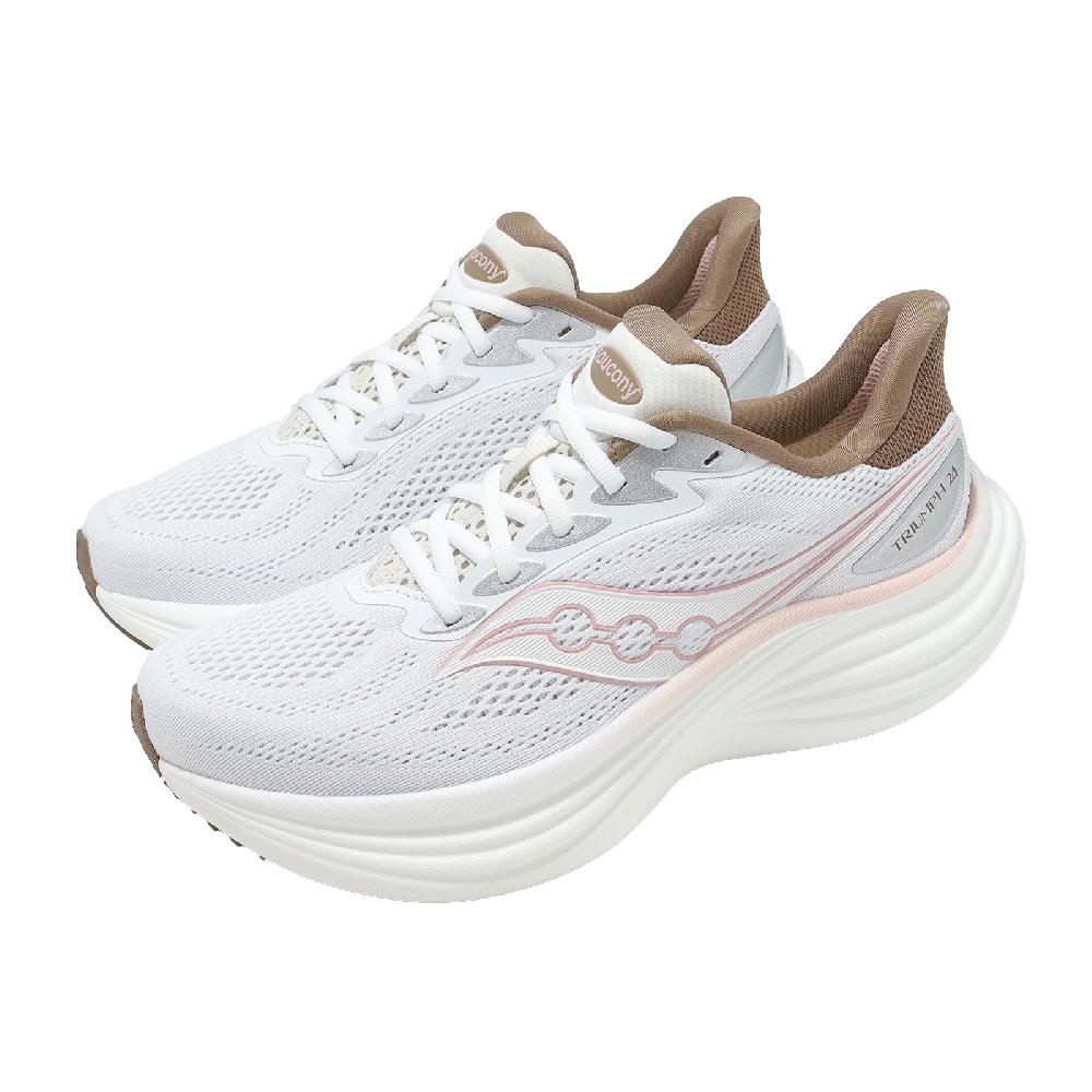 SAUCONY 索康尼 慢跑鞋 Triumph 24 女鞋 白 粉 厚底 緩衝 運動鞋 S1009991009