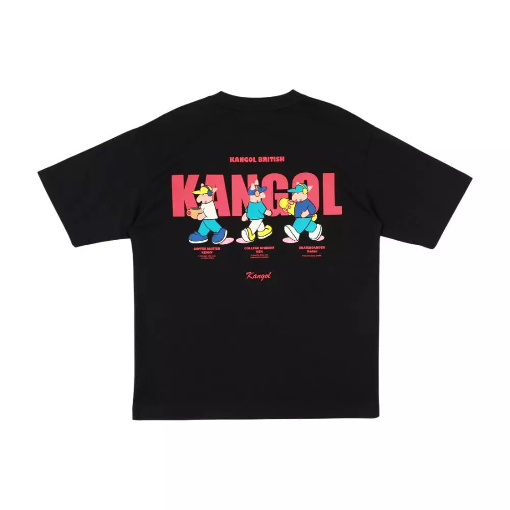 KANGOL KANGOL 短T 黑色 CITY WALK 袋鼠T 短袖 上衣 中性 6625102220
