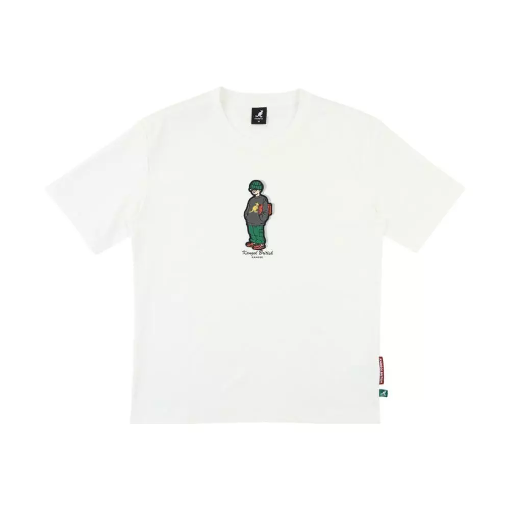 KANGOL KANGOL 短T 白色 落肩 趣味人物T 短袖 上衣 中性 6625100500